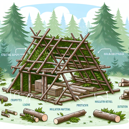 Illustration of a lean-to shelter