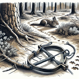 Illustration of a simple snare trap for catching small game