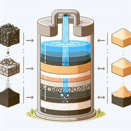 Illustration of a charcoal and sand water filtration system