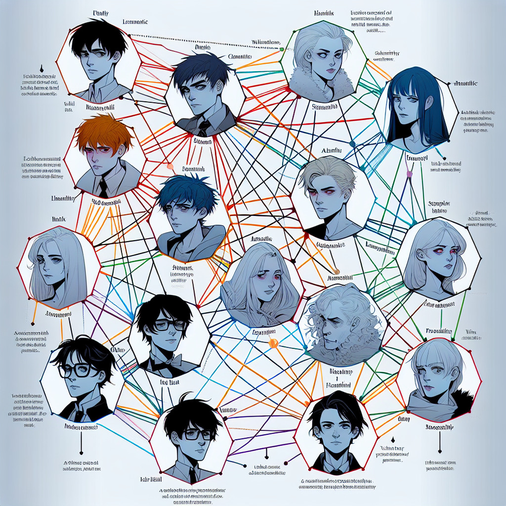 Collage of Evangelion characters and their relationships